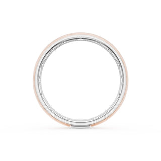 Rounded Brush Finish Wedding Band in 18kt White Gold & 18kt Rose Gold