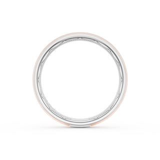 Rounded Brush Finish Wedding Band in 18kt White Gold & 18kt Rose Gold
