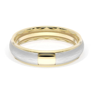 Rounded Brush Finish Wedding Band in 18kt Yellow Gold & 18kt White Gold