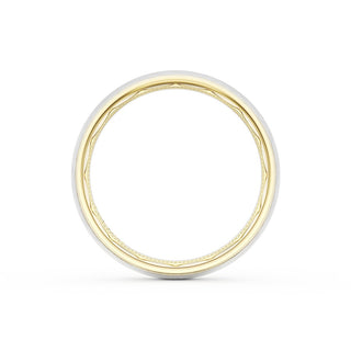 Rounded Brush Finish Wedding Band in 18kt Yellow Gold & 18kt White Gold