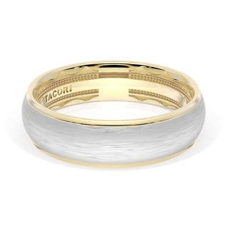 Rounded Brush Finish Wedding Band in 18kt Yellow Gold & 18kt White Gold