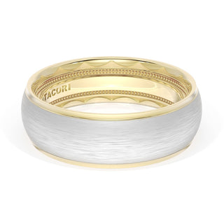Rounded Brush Finish Wedding Band in 18kt Yellow Gold & 18kt White Gold
