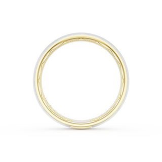 Rounded Brush Finish Wedding Band in 18kt Yellow Gold & 18kt White Gold