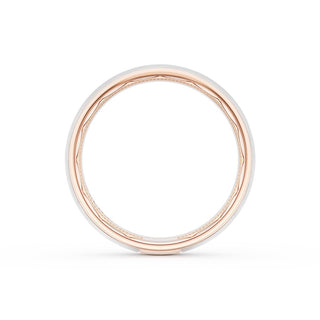 Rounded Brush Finish Wedding Band in 18kt Rose Gold & 18kt White Gold