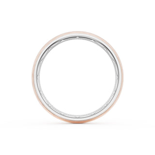 Rounded Brush Finish Wedding Band in Platinum & 18kt Rose Gold