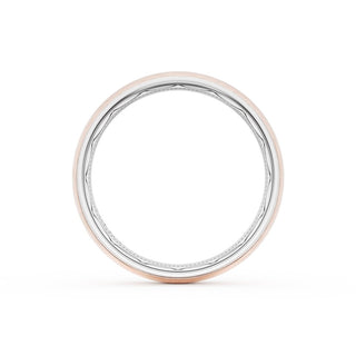 Rounded Brush Finish Wedding Band in Platinum & 18kt Rose Gold