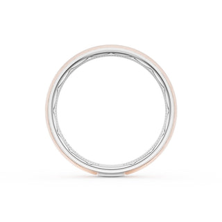 Rounded Brush Finish Wedding Band in Platinum & 18kt Rose Gold