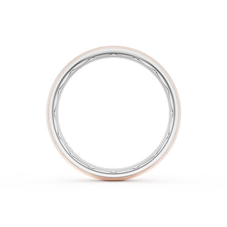 Rounded Brush Finish Wedding Band in Platinum & 18kt Rose Gold