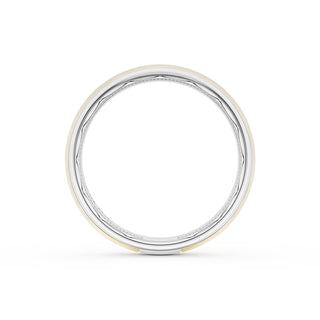 Rounded Brush Finish Wedding Band in Platinum & 18kt Yellow Gold