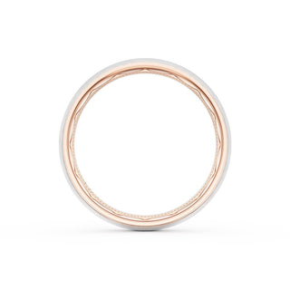 Rounded Brush Finish Wedding Band in 18kt Rose Gold & Platinum