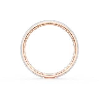 Rounded Brush Finish Wedding Band in 18kt Rose Gold & Platinum