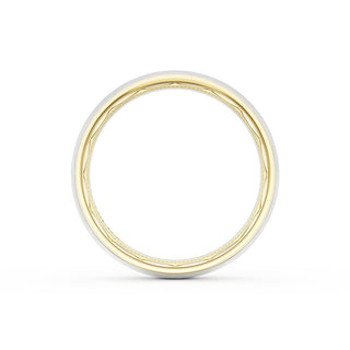 Rounded Brush Finish Wedding Band in 18kt Yellow Gold & Platinum