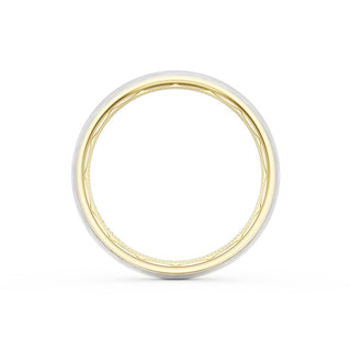 Rounded Brush Finish Wedding Band in 18kt Yellow Gold & Platinum