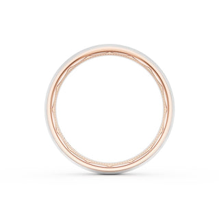 Rounded Brush Finish Wedding Band in 18kt Rose Gold & Platinum