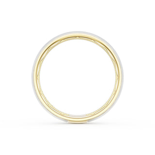 Rounded Brush Finish Wedding Band in 18kt Yellow Gold & Platinum