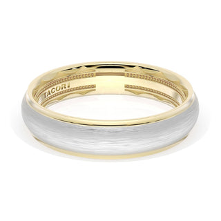 Rounded Brush Finish Wedding Band in 18kt Yellow Gold & Platinum