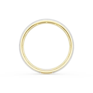 Rounded Brush Finish Wedding Band in 18kt Yellow Gold & Platinum