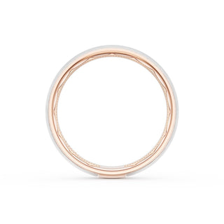 Rounded Brush Finish Wedding Band in 18kt Rose Gold & Platinum