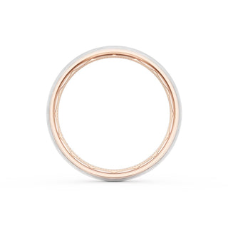 Rounded Brush Finish Wedding Band in 18kt Rose Gold & Platinum