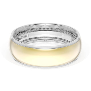 Rounded High Polish Finish Wedding Band in 18kt White Gold & 18kt Yellow Gold
