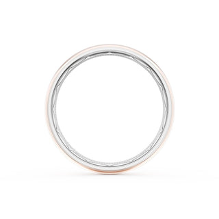 Rounded High Polish Finish Wedding Band in 18kt White Gold & 18kt Yellow Gold