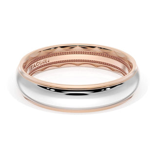 Rounded High Polish Finish Wedding Band in 18kt White Gold & 18kt Yellow Gold