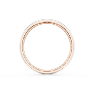 Rounded High Polish Finish Wedding Band in 18kt White Gold & 18kt Yellow Gold