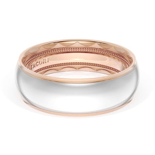 Rounded High Polish Finish Wedding Band in 18kt White Gold & 18kt Yellow Gold