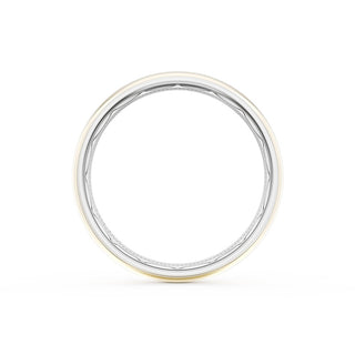 Rounded High Polish Finish Wedding Band in 18kt White Gold & 18kt Yellow Gold