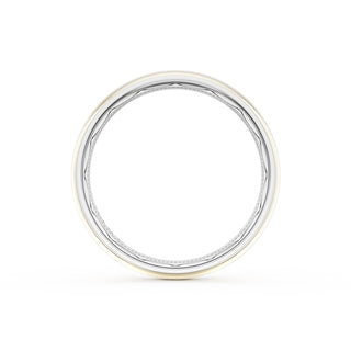 Rounded High Polish Finish Wedding Band in 18kt White Gold & 18kt Yellow Gold