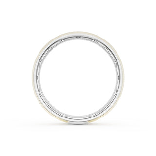 Rounded Satin Finish Wedding Band in 18kt White Gold & 18kt Yellow Gold