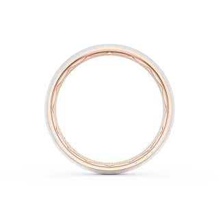 Rounded Satin Finish Wedding Band in 18kt Rose Gold & 18kt White Gold