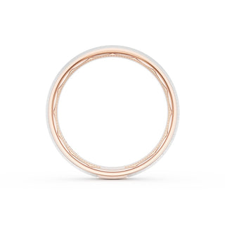Rounded Satin Finish Wedding Band in 18kt Rose Gold & 18kt White Gold