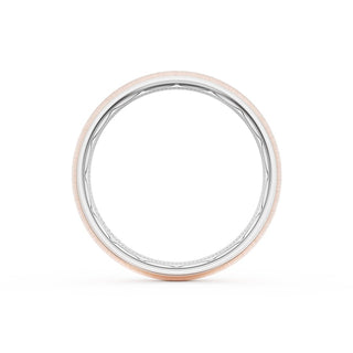 Rounded Satin Finish Wedding Band in Platinum & 18kt Rose Gold