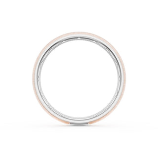 Rounded Satin Finish Wedding Band in Platinum & 18kt Rose Gold