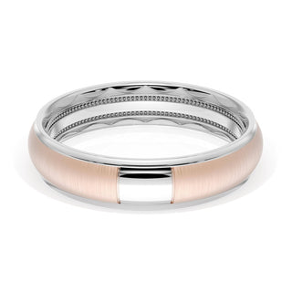 Rounded Satin Finish Wedding Band in Platinum & 18kt Rose Gold