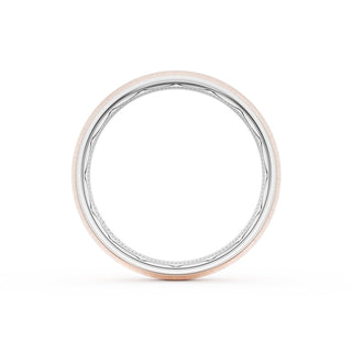 Rounded Satin Finish Wedding Band in Platinum & 18kt Rose Gold