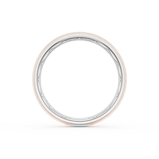 Rounded Satin Finish Wedding Band in Platinum & 18kt Rose Gold