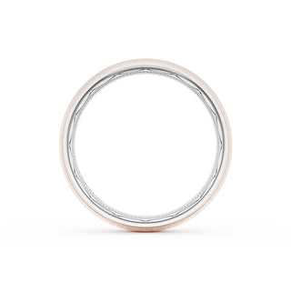 Rounded Satin Finish Wedding Band in Platinum & 18kt Rose Gold