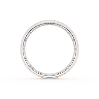 Rounded Satin Finish Wedding Band in Platinum & 18kt Rose Gold