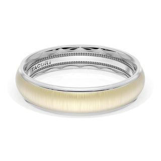 Rounded Satin Finish Wedding Band in Platinum & 18kt Yellow Gold