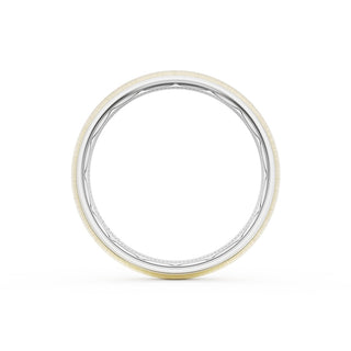 Rounded Satin Finish Wedding Band in Platinum & 18kt Yellow Gold
