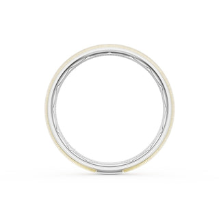 Rounded Satin Finish Wedding Band in Platinum & 18kt Yellow Gold