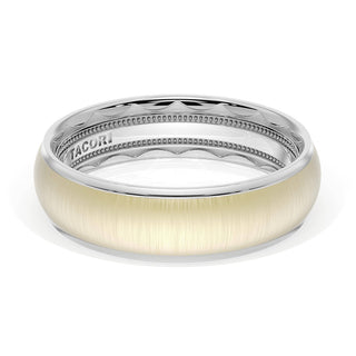 Rounded Satin Finish Wedding Band in Platinum & 18kt Yellow Gold