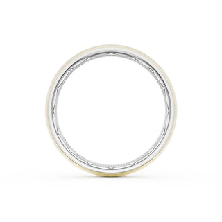 Rounded Satin Finish Wedding Band in Platinum & 18kt Yellow Gold