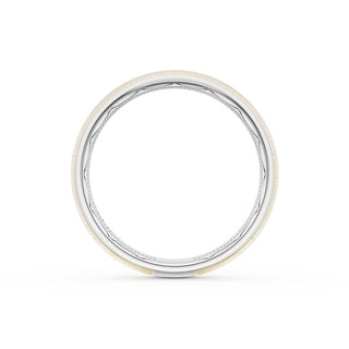 Rounded Satin Finish Wedding Band in Platinum & 18kt Yellow Gold