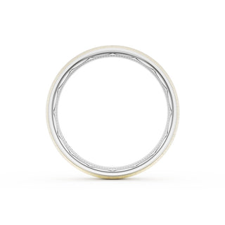 Rounded Satin Finish Wedding Band in Platinum & 18kt Yellow Gold