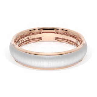 Rounded Satin Finish Wedding Band in 18kt Rose Gold & Platinum