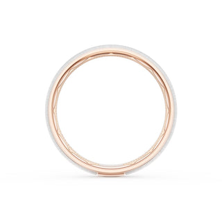 Rounded Satin Finish Wedding Band in 18kt Rose Gold & Platinum