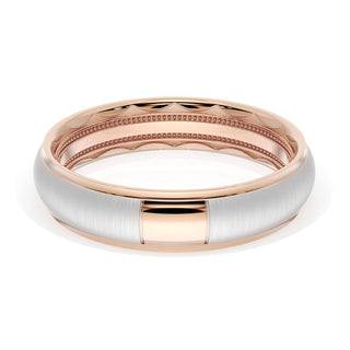 Rounded Satin Finish Wedding Band in 18kt Rose Gold & Platinum